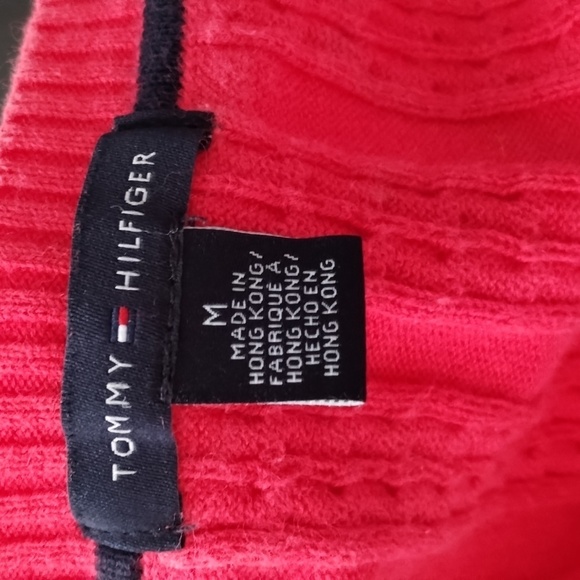 Tommy Hilfiger Cable Knit Sweater Pink Medium Vintage V Neck - Picture 5 of 6